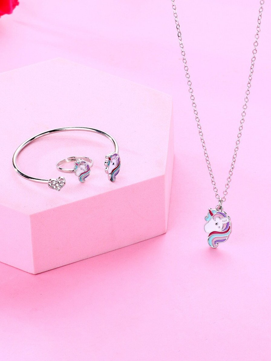 Kids EL REGALO Jewellery & Hair Accessory | Buy El Regalo Stone Studded Unicorn Necklace, Ring And Bracelet Jewellery Set - Accessories For Girls