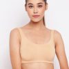 Women Enamor Clothing | Buy Enamor Beige Non Wired Non Padded Full Coverage Low Impact Slip On Sports Bra Sb06 - Apparel For Women