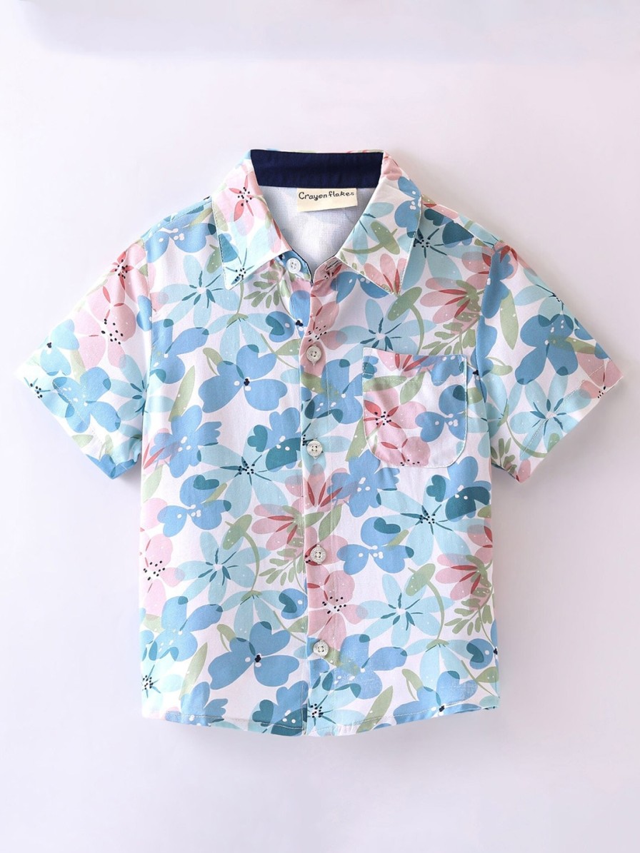 Kids CrayonFlakes Shirts | Buy Crayonflakes Boys Floral Printed Short Sleeves Casual Shirt - Apparel For Boys