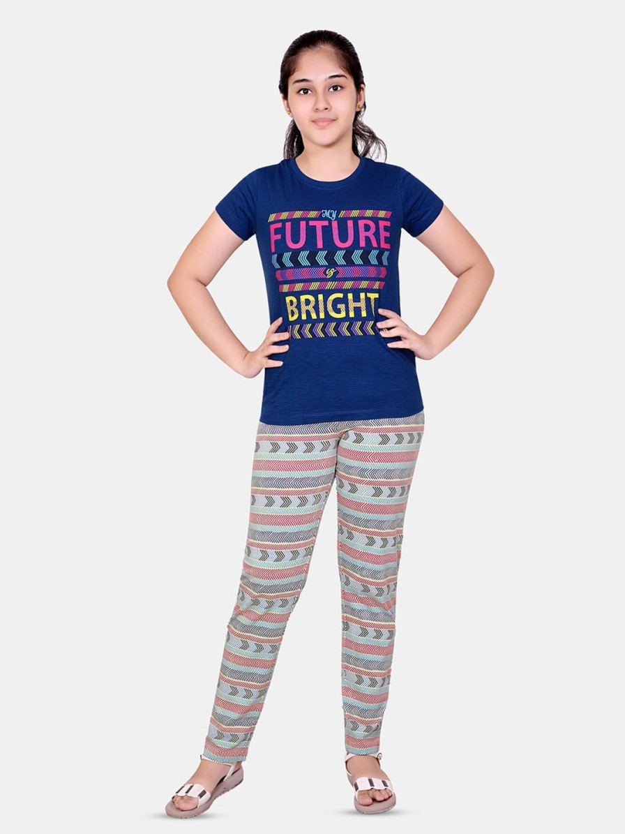 Kids BAESD Nightwear & Loungewear | Buy Baesd Girls Typography Printed Pure Cotton Night Suit - Apparel For Girls