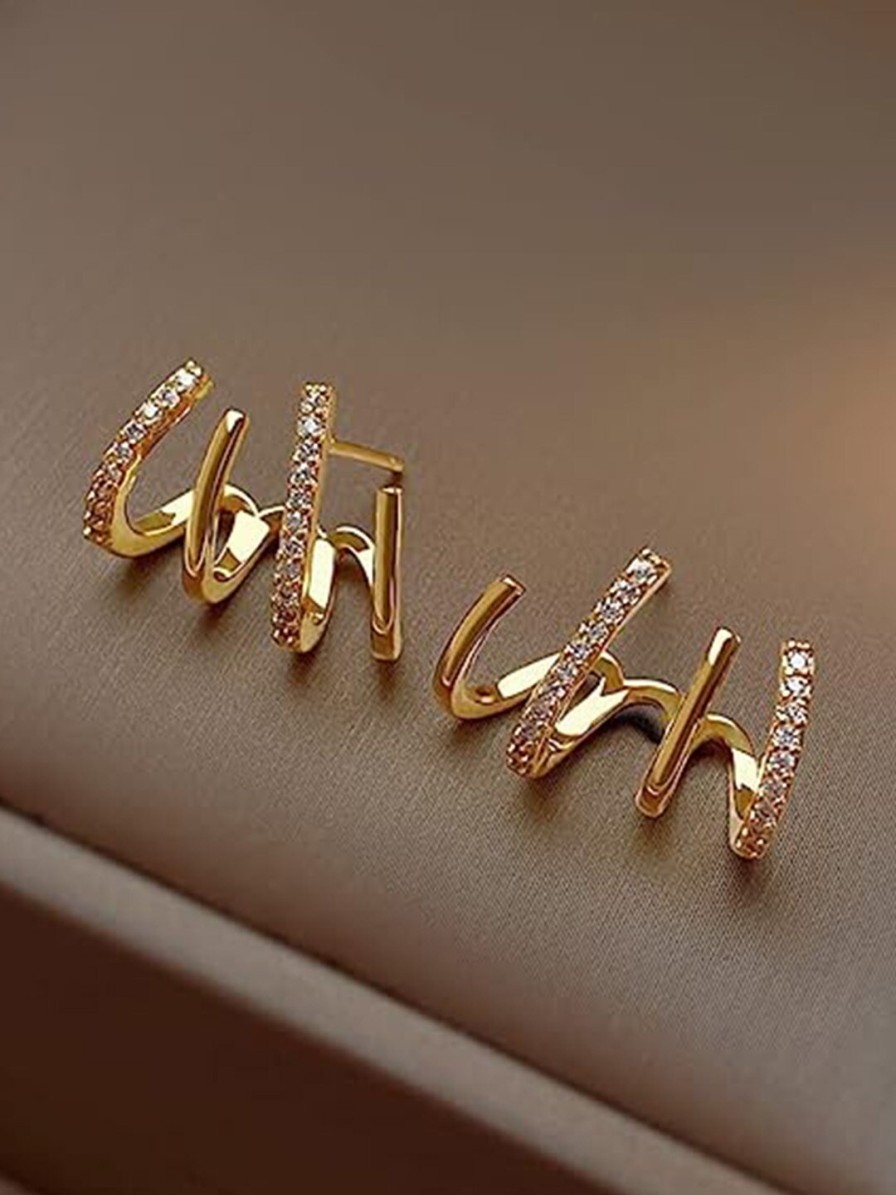 Women Shining Diva Fashion Earrings | Buy Shining Diva Fashion Gold Plated Crystals Ear Cuff - Accessories For Women