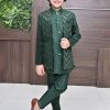 Kids ahhaaaa Ethnic Wear | Buy Ahhaaaa Boys Sequinned Ethnic Motifs Printed Kurta With Trousers & Waistcoat - Apparel For Boys