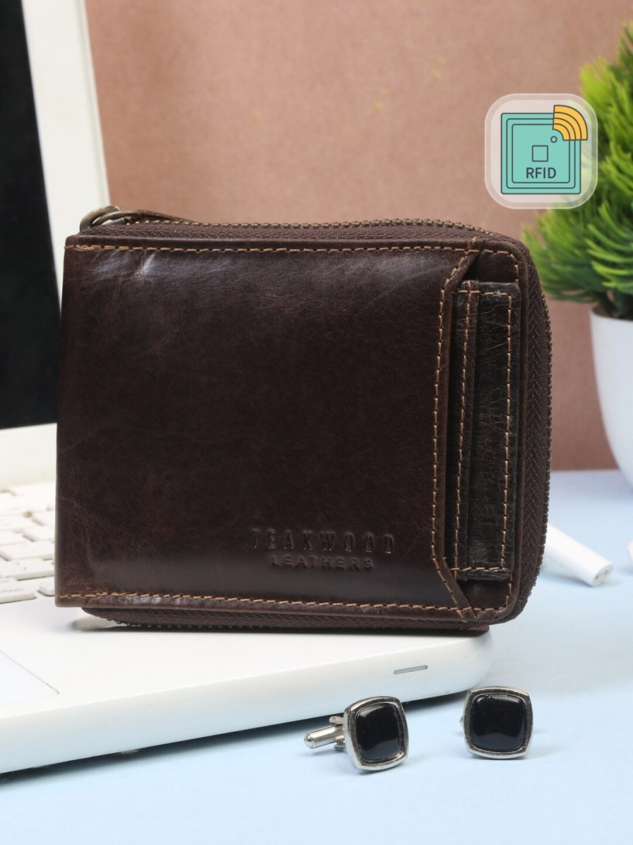 Men Teakwood Leathers Wallets | Buy Teakwood Leathers Men Solid Brown Wallets With Rfid Features - Accessories For Men