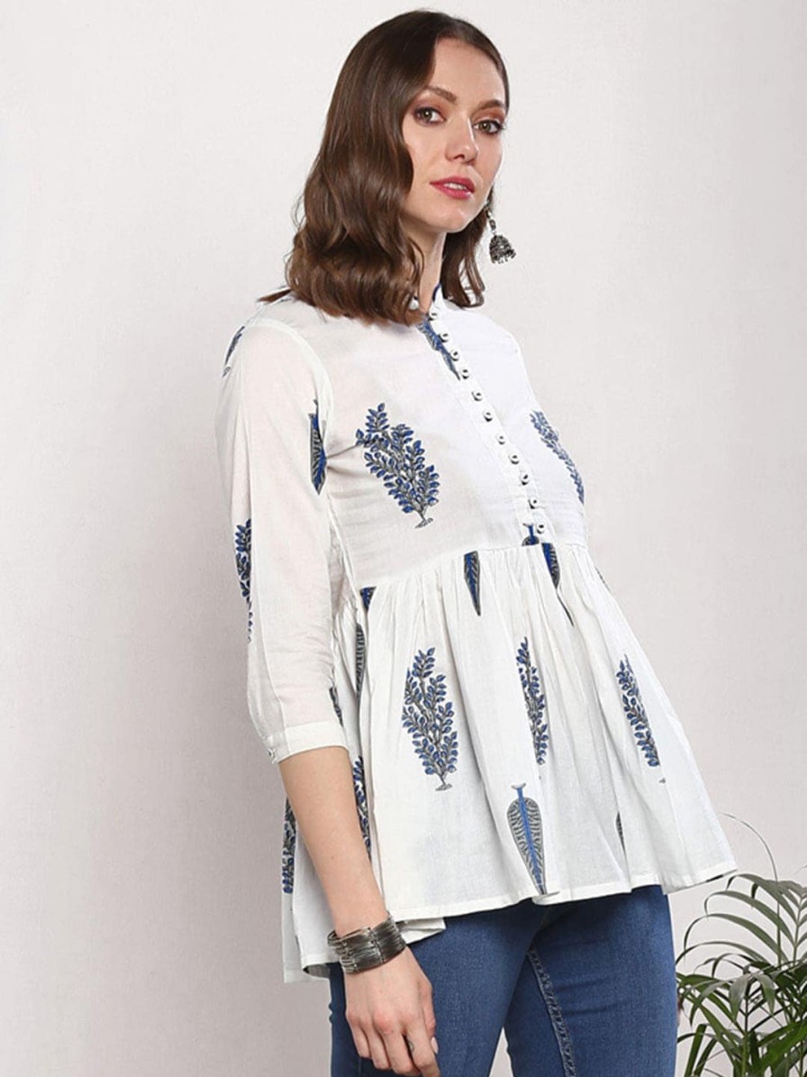 Women Sangria Kurtis, Tunics & Tops | Buy Sangria White Floral Pure Cotton Top - Apparel For Women