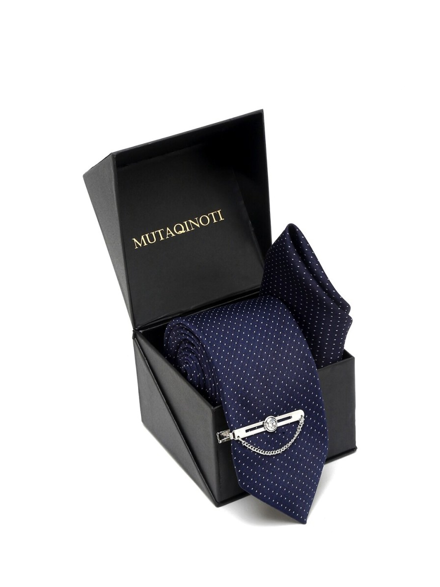 Men MUTAQINOTI Ties, Cufflinks & Pocket Squares | Buy Mutaqinoti Men Dotted Pattern Silk Formal Accessory Gift Set - Accessories For Men