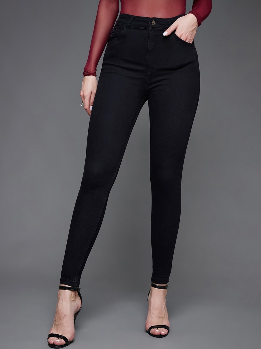 Women Miss Chase Jeans | Buy Miss Chase Women Black Skinny Fit High Rise Jeans - Apparel For Women