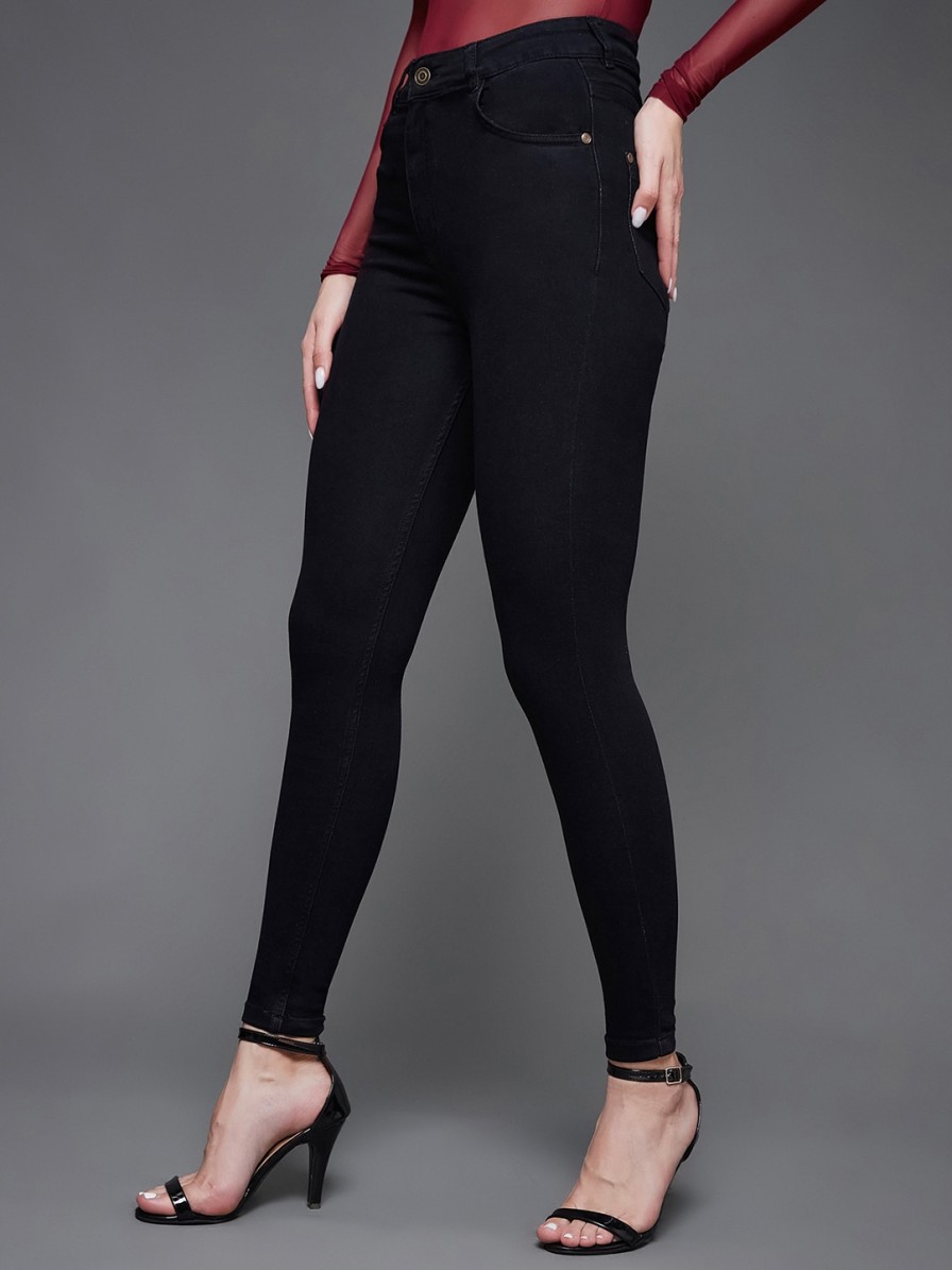 Women Miss Chase Jeans | Buy Miss Chase Women Black Skinny Fit High Rise Jeans - Apparel For Women