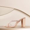 Women ELLE Heels | Buy Elle Rose Gold Toned Embellished Block Heels - Footwear For Women