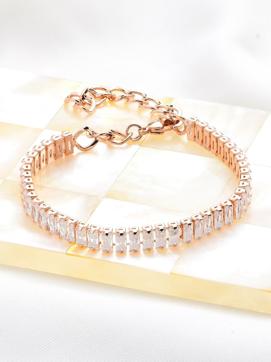 Women AMI Fashion Jewellery | Buy Ami Women Rose Gold Brass Cubic Zirconia Rose Gold Plated Wraparound Bracelet - Accessories For Women