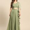 Women MABISH by Sonal Jain Lehenga Cholis | Buy Mabish By Sonal Jain Olive Green Ready To Wear Lehenga & Blouse With Dupatta - Apparel For Women