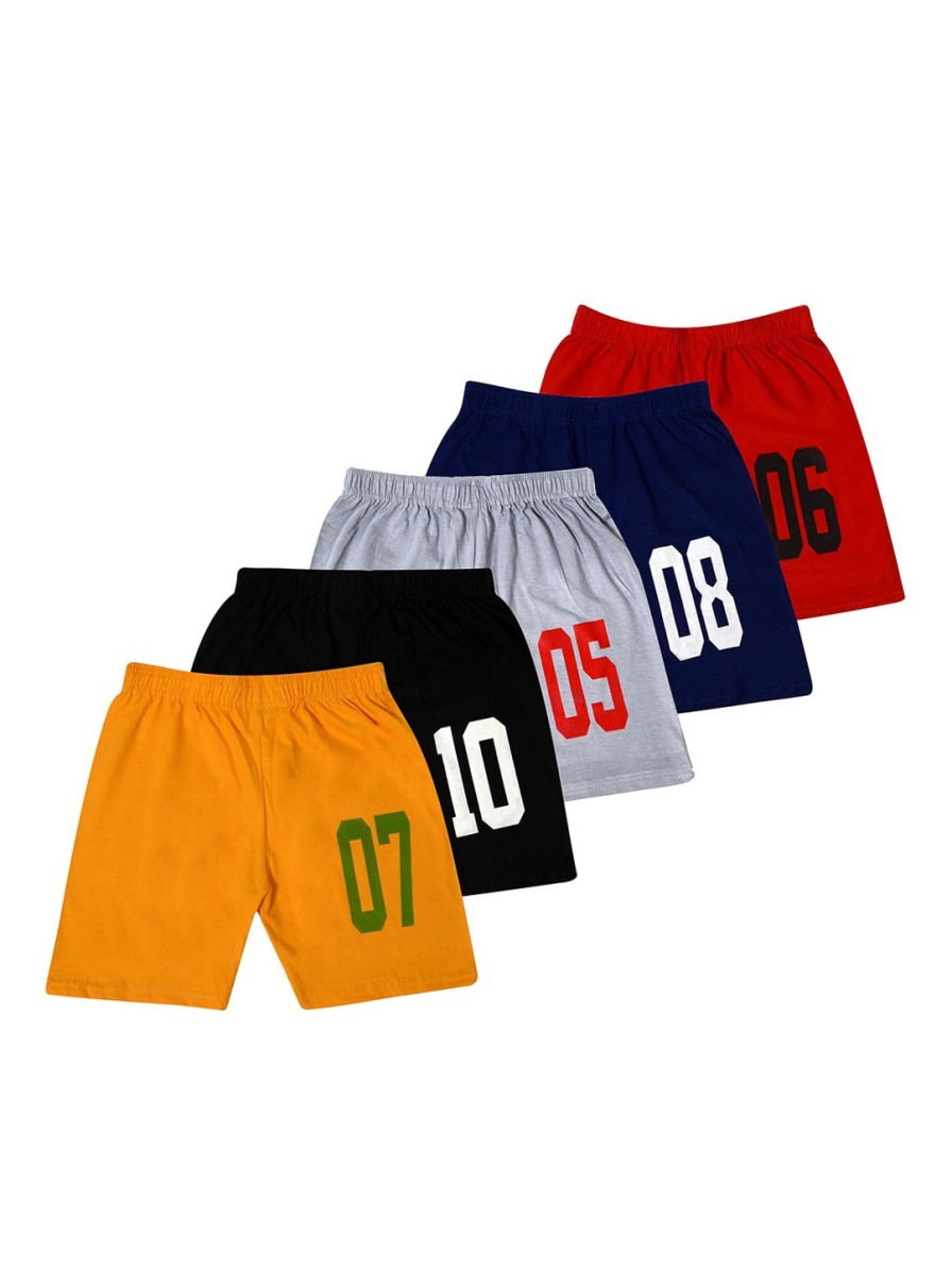 Kids BAESD Shorts | Buy Baesd Boys Pack Of 5 Typography Printed Pure Cotton Shorts - Apparel For Boys