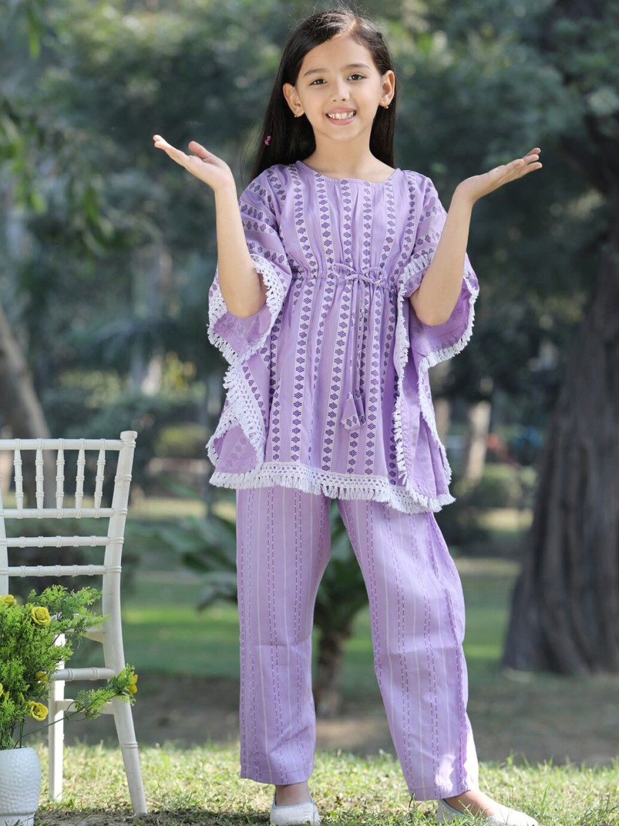 Kids Cutiekins Kurta Sets | Buy Cutiekins Girls Printed Round Neck Kaftan Kurta With Palazzos - Apparel For Girls