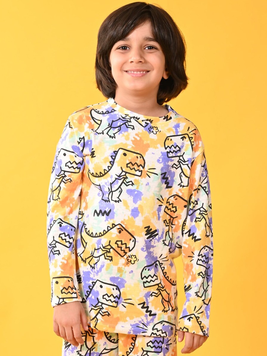 Kids Anthrilo Innerwear & Sleepwear | Buy Anthrilo Boys White & Purple Printed Night Suit - Apparel For Boys