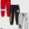 Kids YK Marvel Track Pants & Pyjamas | Buy Yk Marvel Boys Pack Of 3 Red & Black Cotton Printed Track Pants - Apparel For Boys