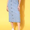 Women SASSAFRAS Skirts & Palazzos | Buy Sassafras Women Blue Solid Denim Skirts - Apparel For Women