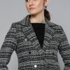 Women Chemistry Blazers & Waistcoats | Buy Chemistry Women Black & White Self Design Double Breasted Blazer - Apparel For Women