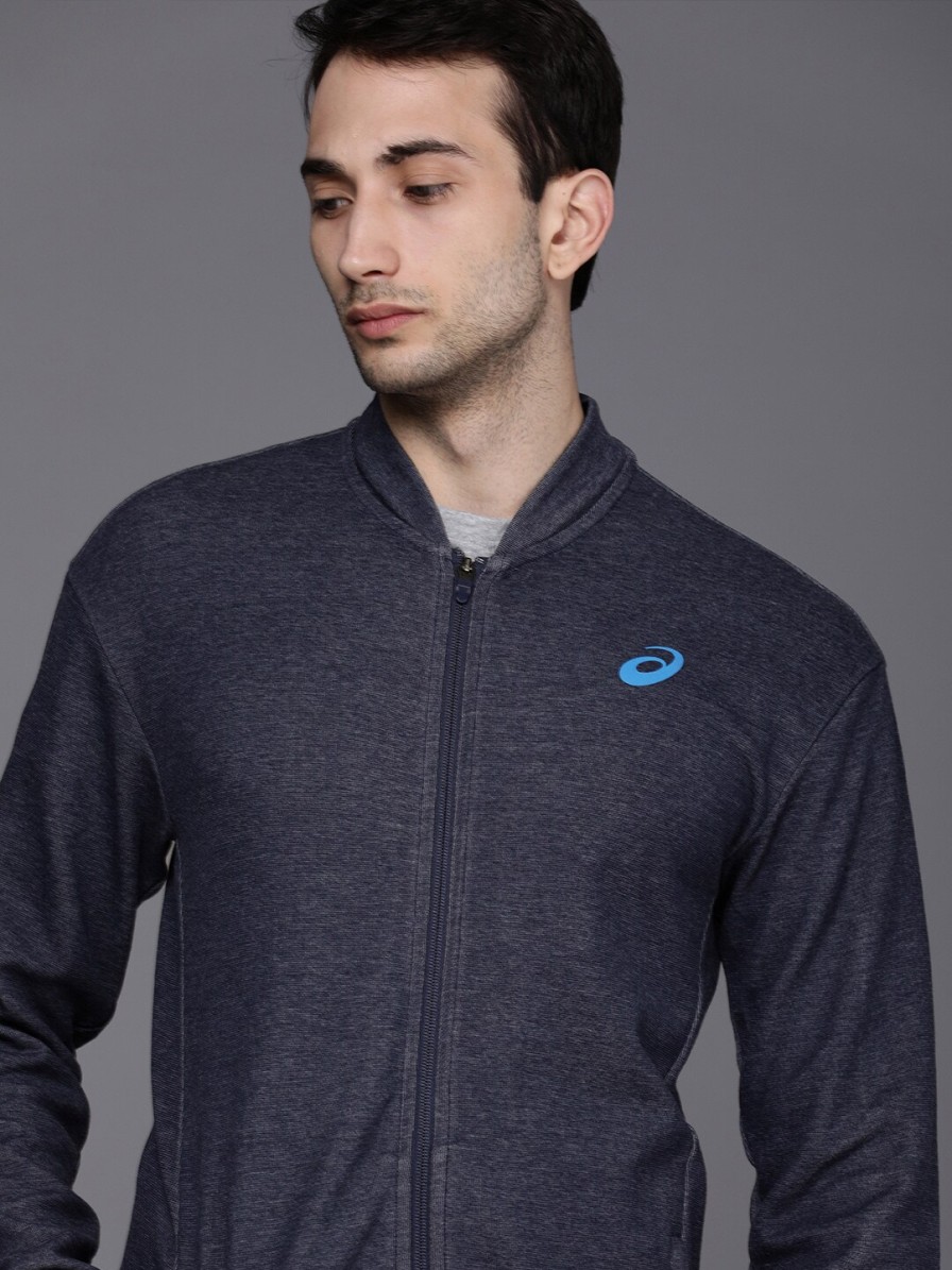 Men ASICS Jackets & Sweatshirts | Buy Asics Men Navy Blue Lightweight Sporty Training Jacket - Apparel For Men