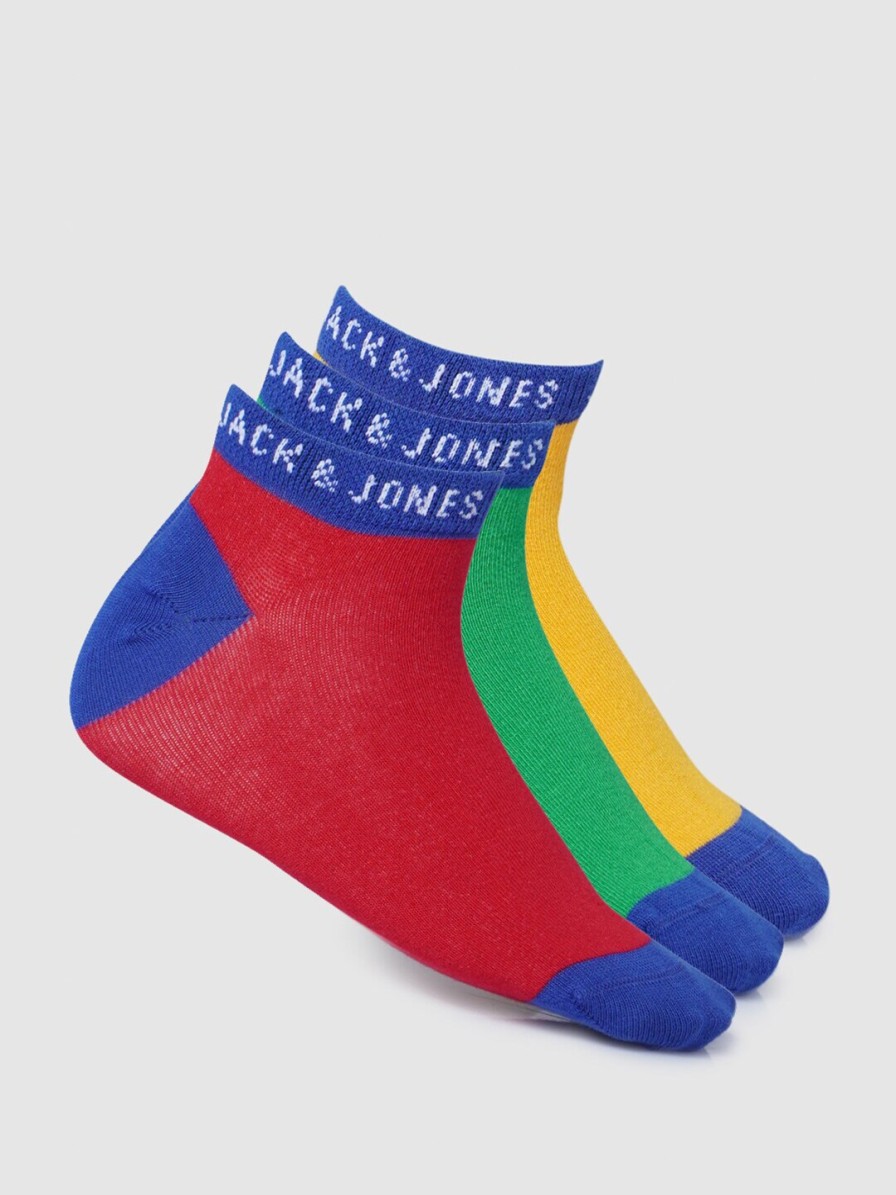 Kids Jack & Jones Junior Socks | Buy Jack & Jones Junior Boys Pack Of 3 Colourblocked Ankle Length Socks - Accessories For Boys