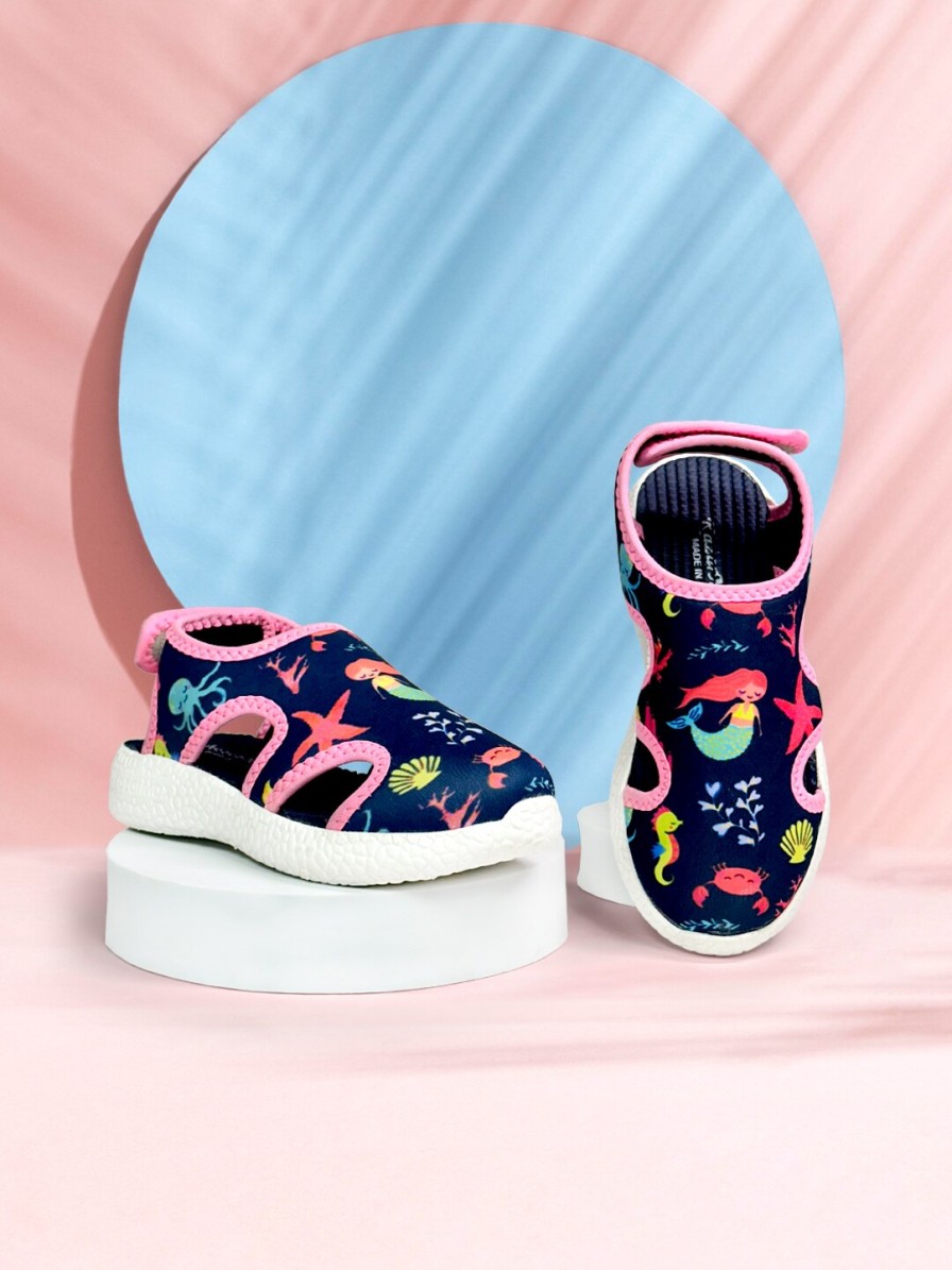 Kids KazarMax Sandals | Buy Kazarmax Kids Navy & Pink Printed Comfort Sandals - Footwear For Unisex Kids