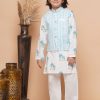 Kids Aj DEZInES Ethnic Wear | Buy Aj Dezines Boys Floral Printed Zari Pure Cotton Kurta With Pyjamas & Nehru Jacket - Apparel For Boys