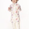 Kids VASTRAMAY SISHU Ethnic Wear | Buy Vastramay Sishu Boys Cream Coloured Floral Printed Kurta - Apparel For Boys