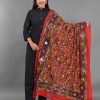 Women Apratim Dupattas & Shawls | Buy Apratim Women Red & Purple Ethnic Motifs Embroidered Mirror Work Cotton Blend Dupatta - Apparel For Women