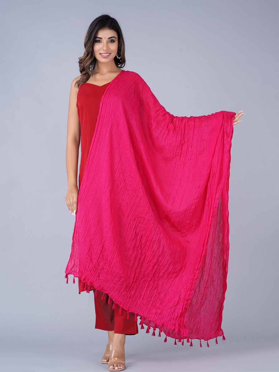 Women HERE&NOW Dupattas & Shawls | Buy Here&Now Pink Cotton Dupatta - Apparel For Women