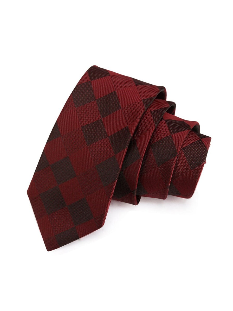 Men PELUCHE Ties, Cufflinks & Pocket Squares | Buy Peluche Men Maroon & Black Checked Broad Tie - Accessories For Men