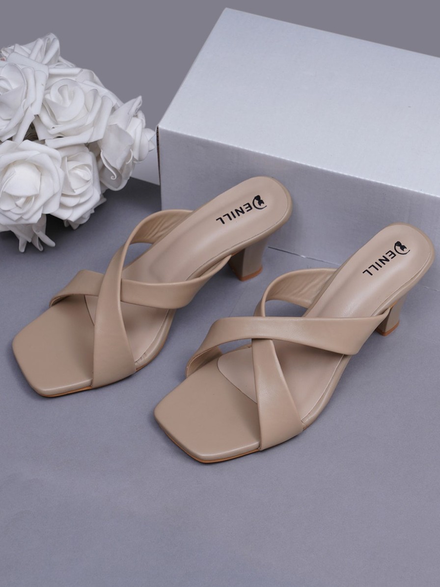 Women Denill Heels | Buy Denill Beige Kitten Sandals - Footwear For Women