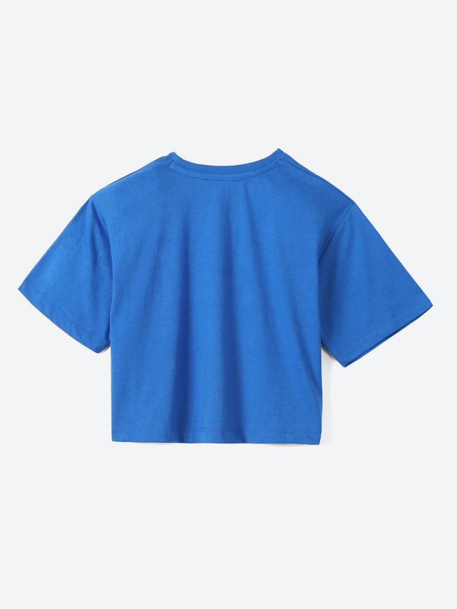 Kids Mast & Harbour Tshirts | Buy Mast & Harbour Girls Blue Graphic Printed Pure Cotton Boxy T Shirt - Apparel For Girls