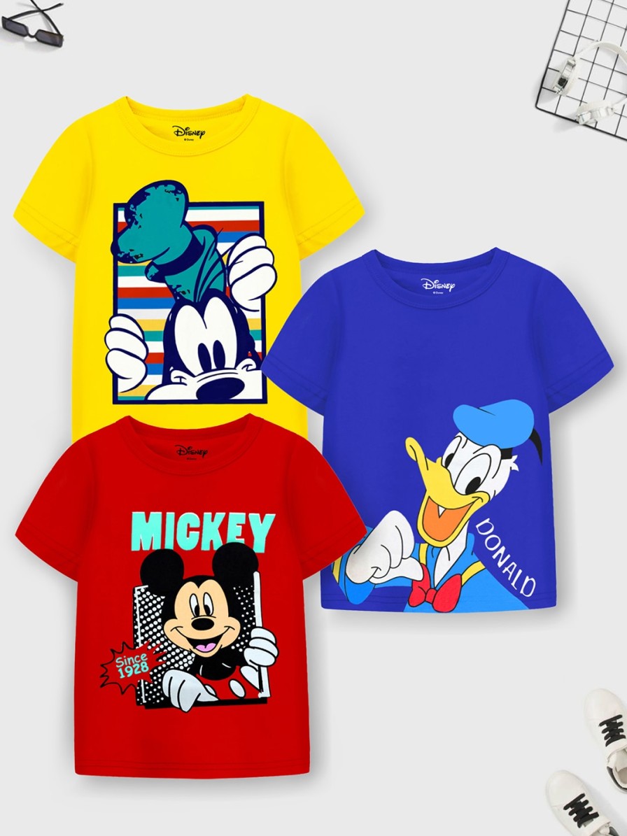 Kids YK Disney Yk | Buy Yk Disney Boys Blue 3 Printed Applique T Shirt - Apparel For Boys