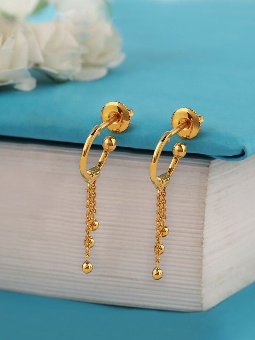 Women CANDERE A KALYAN JEWELLERS COMPANY Fine Jewellery | Buy Candere A Kalyan Jewellers Company 18Kt Bis Hallmark Gold Earrings 2.51 G - Accessories For Women