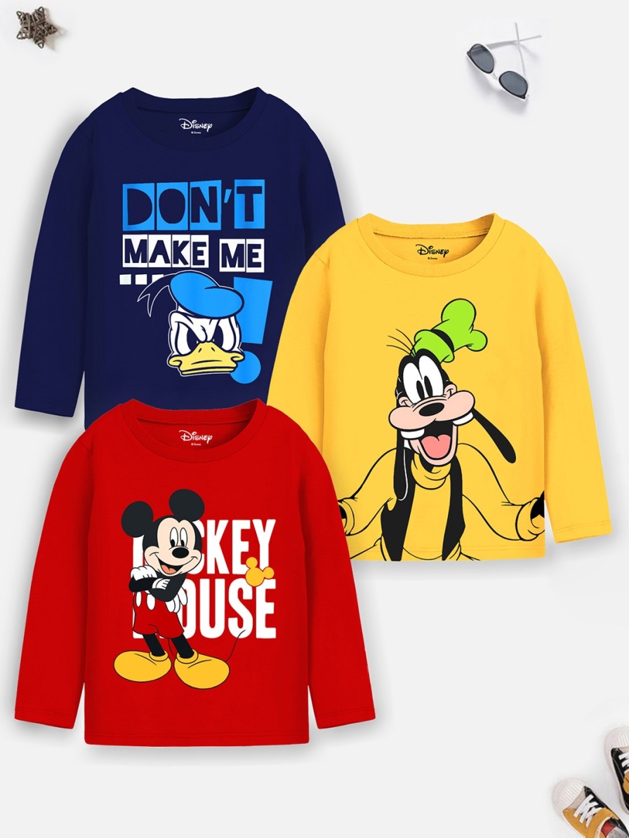 Kids YK Disney T-Shirts | Buy Boys Pack Of 3 Mickey Mouse Donald Duck Goofy Printed T Shirts - Apparel For Boys