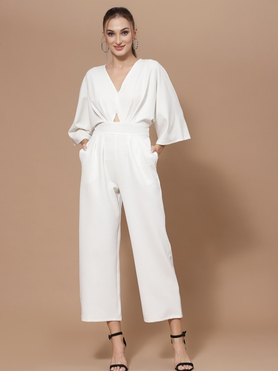 Women KASSUALLY Jumpsuits | Buy Kassually Women White Basic Jumpsuit - Apparel For Women