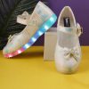 Kids BAESD Party Wear | Buy Baesd Girls Textured Party Ballerinas With Bows & Led Lights - Footwear For Girls