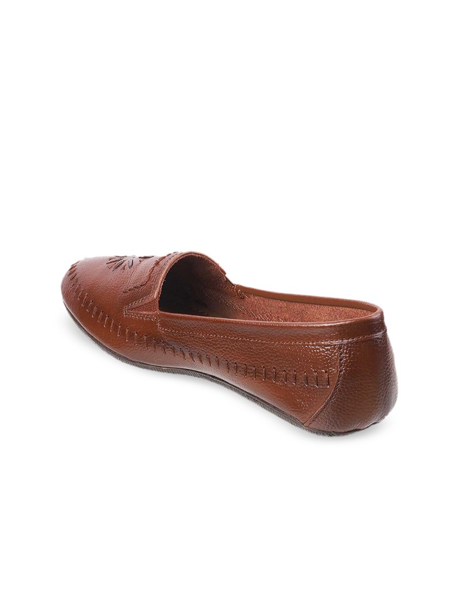 Women Metro Flats | Buy Metro Women Tan Textured Ballerinas With Laser Cuts Flats - Footwear For Women