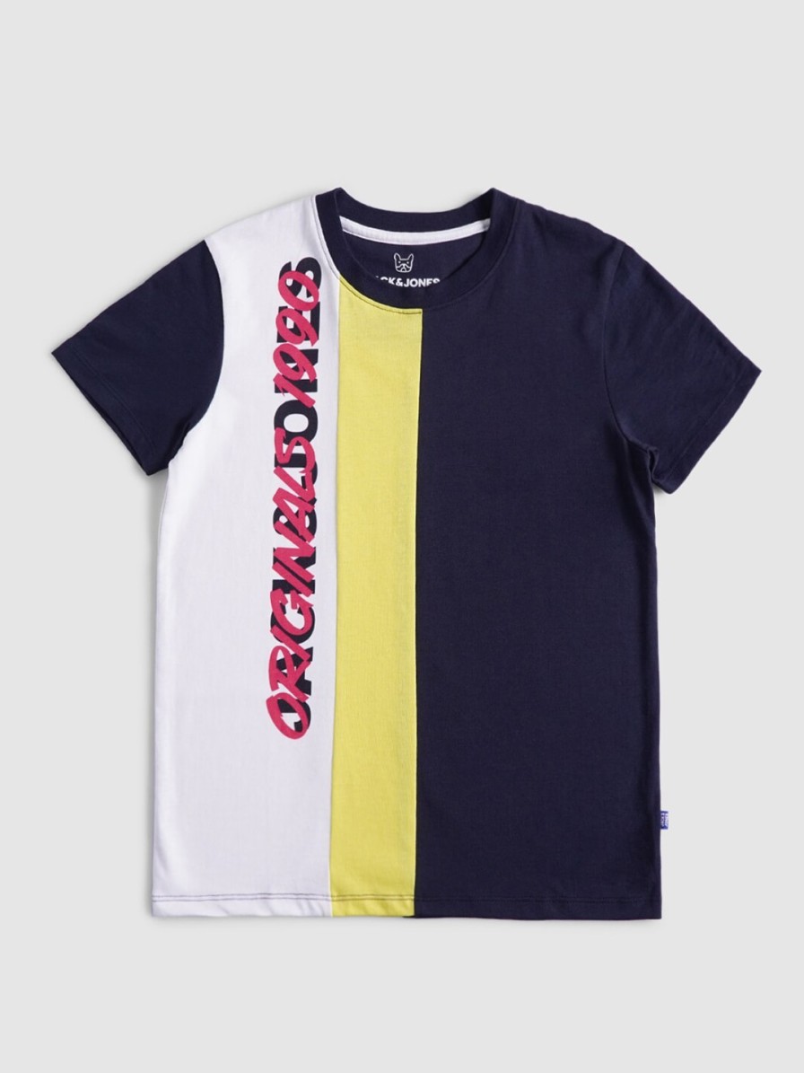 Kids Jack & Jones T-Shirts | Buy Jack & Jones Boys Blue & White Colourblocked T Shirt - Apparel For Boys