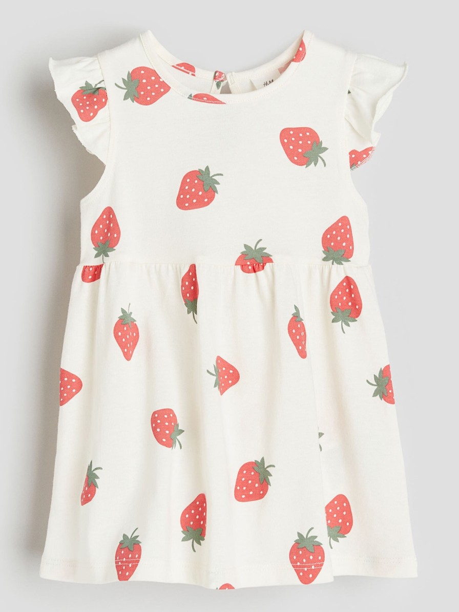 Kids H&M Dresses | Buy H&M Girls Cotton Flounce Trimmed Jersey Dress - Apparel For Girls