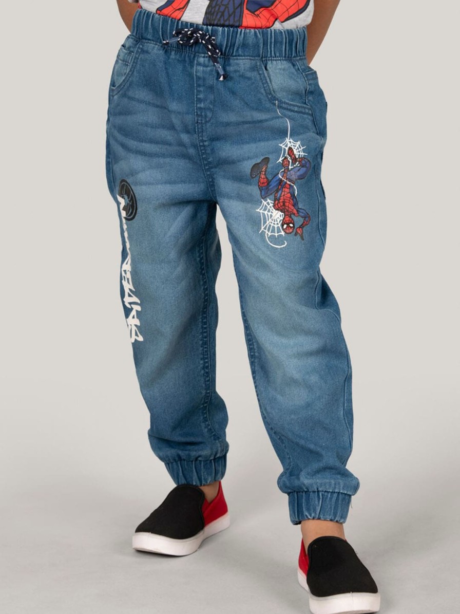 Kids Zalio Jeans | Buy Zalio Boys Jogger Spider Man Printed Clean Look Heavy Fade Stretchable Jeans - Apparel For Boys