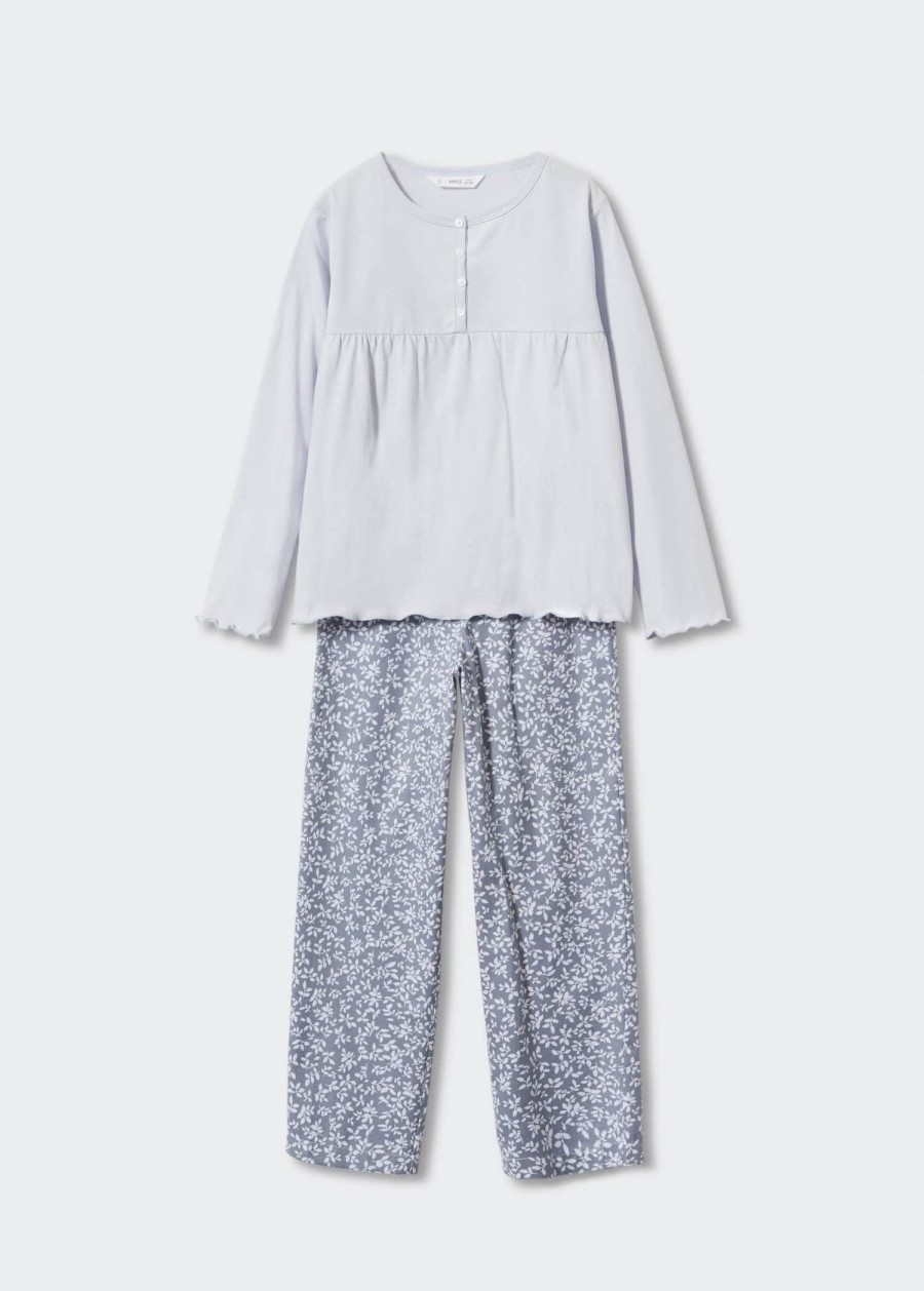 Kids Mango Kids Nightwear & Loungewear | Buy Mango Kids Girls Pure Cotton Sustainable Top With Printed Pyjamas - Apparel For Girls