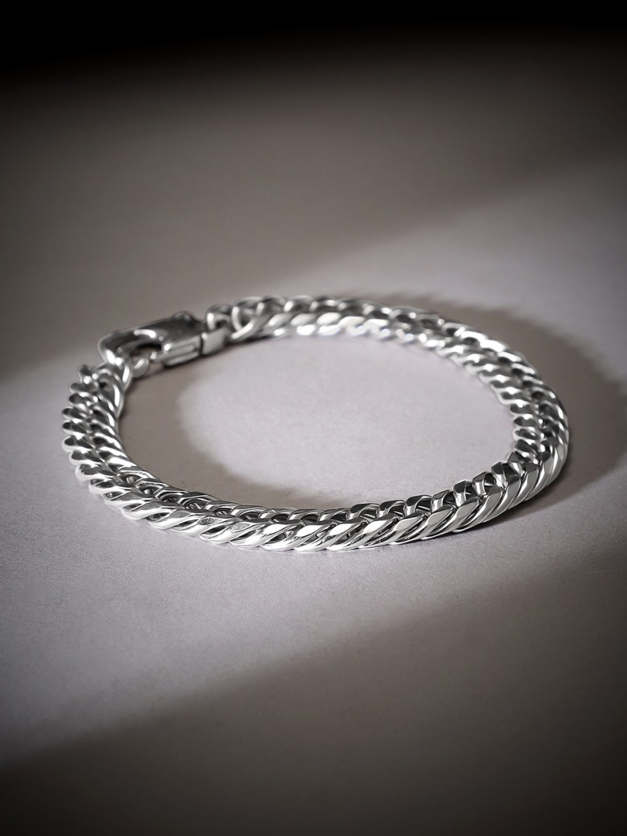 Men Roadster Rings & Wristwear | Buy Roadster Men Silver Plated Cuban Link Chain Bracelet - Accessories For Men