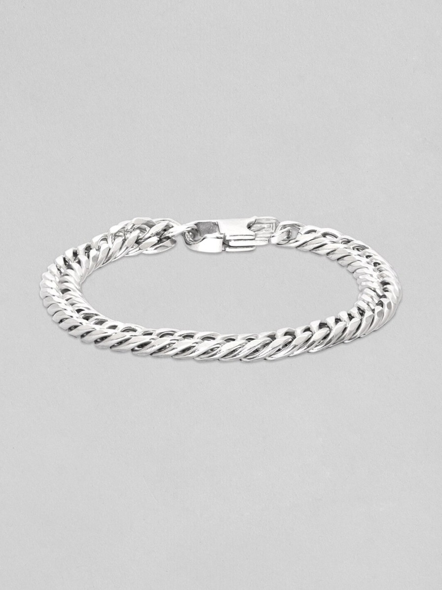 Men Roadster Rings & Wristwear | Buy Roadster Men Silver Plated Cuban Link Chain Bracelet - Accessories For Men