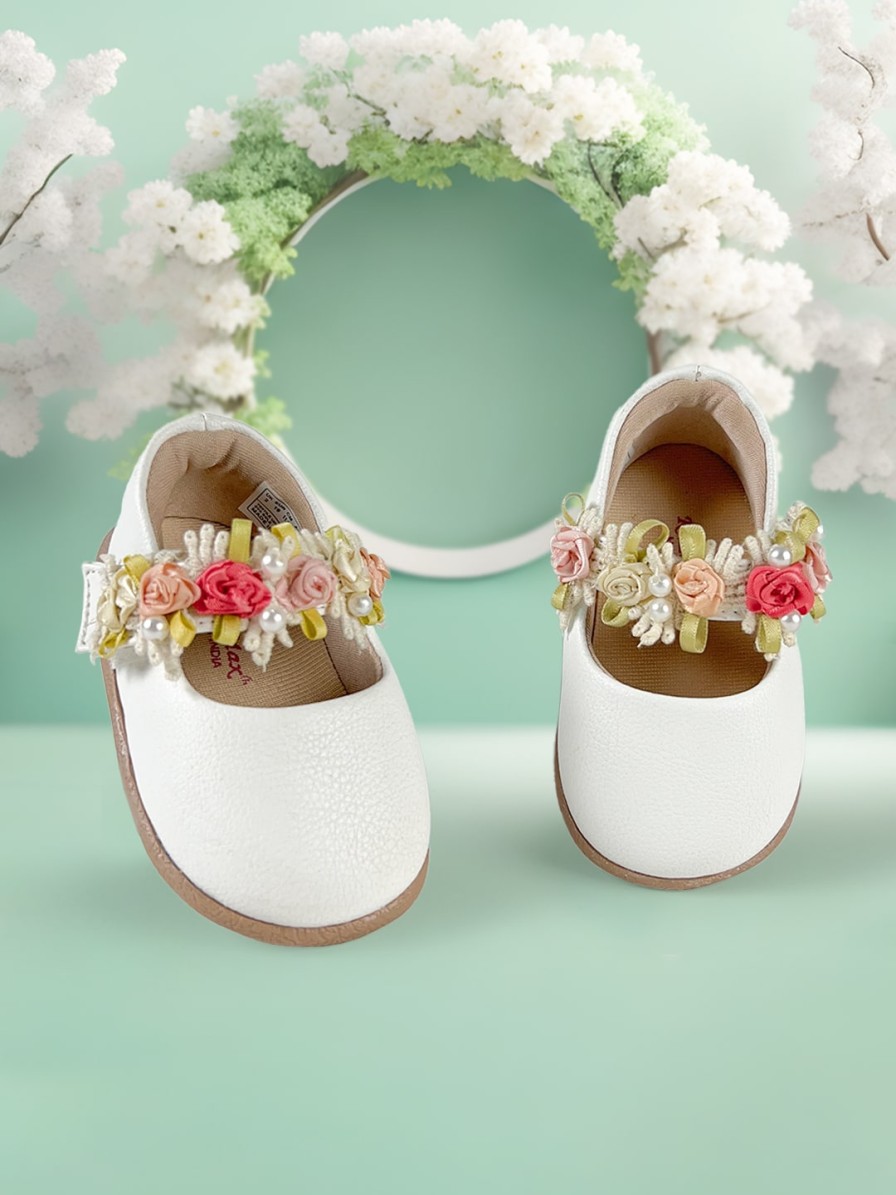 Kids KazarMax Flats | Buy Kazarmax Girls White Embellished Ballerinas Flats - Footwear For Girls