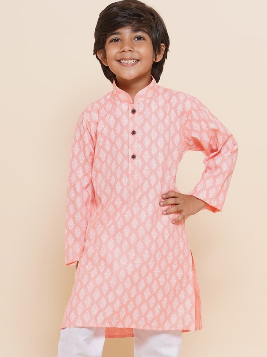 Kids Aj DEZInES Ethnic Wear | Buy Aj Dezines Boys Ethnic Motifs Printed Mandarin Collar Long Sleeves Pure Cotton Kurta - Apparel For Boys