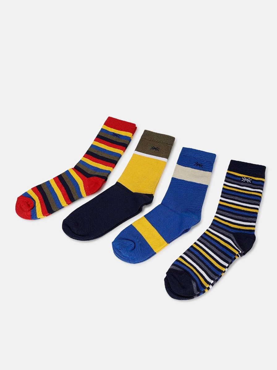 Kids United Colors of Benetton Socks | Buy United Colors Of Benetton Boys Pack Of 4 Striped Above Ankle Length Socks - Accessories For Boys