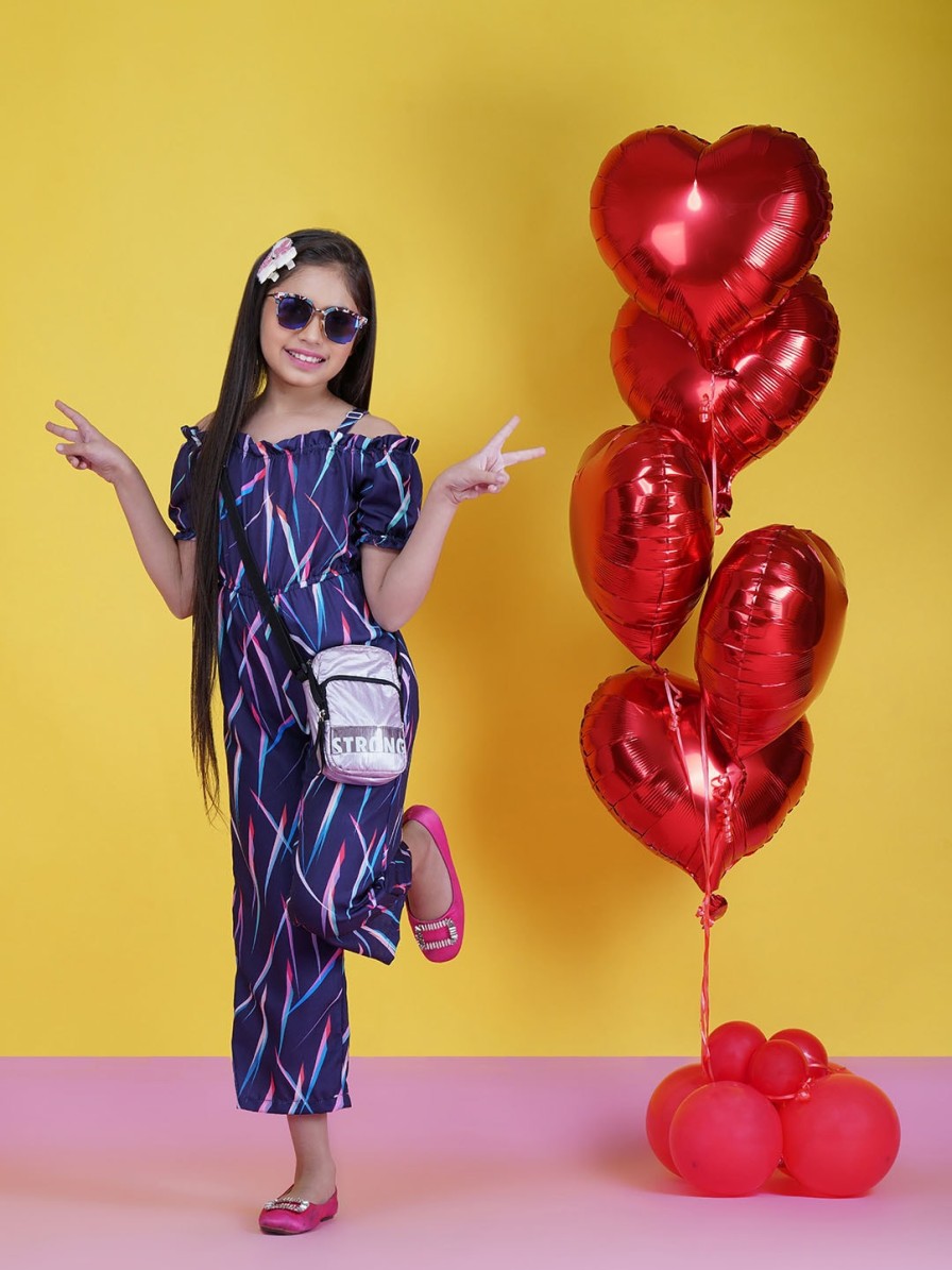 Kids HERE&NOW Dungarees & Jumpsuits | Buy Here&Now Girls Printed Basic Jumpsuit - Apparel For Girls