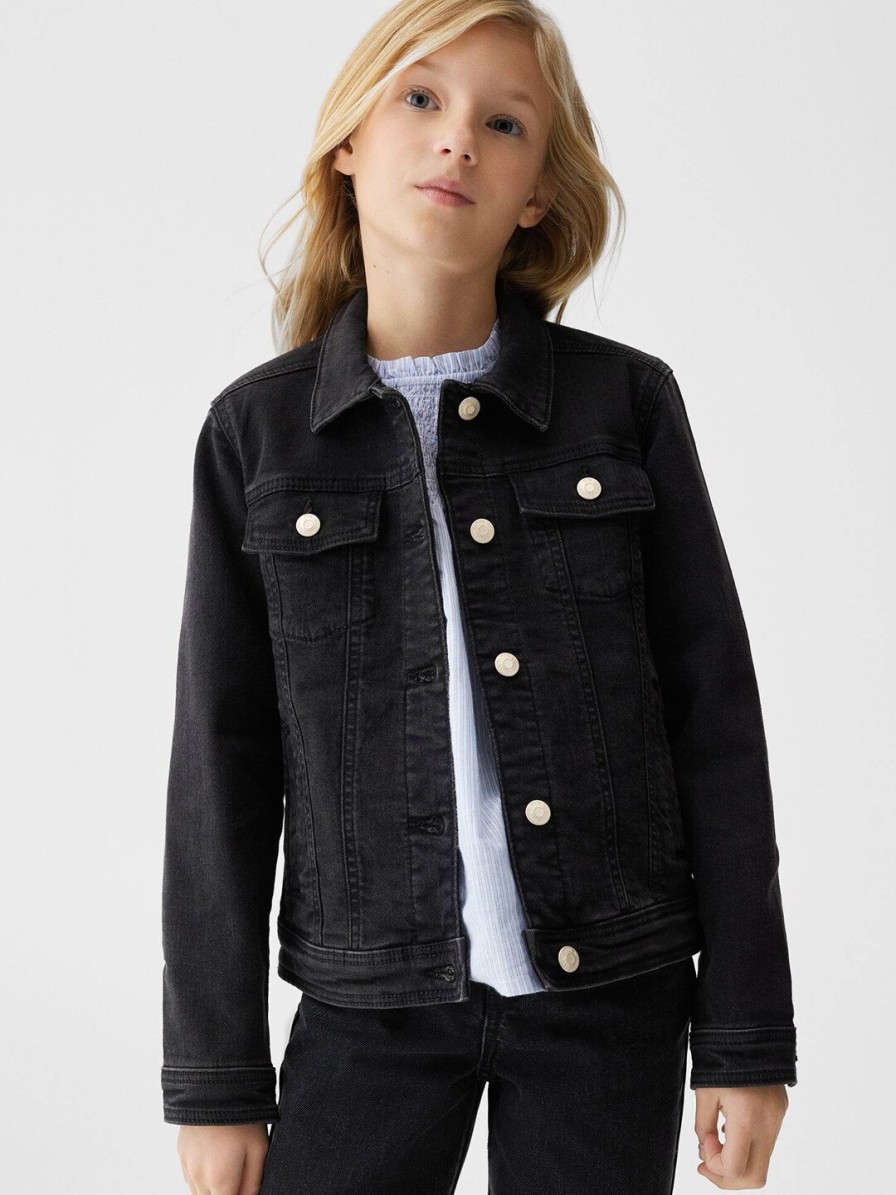 Kids Mango Kids Jacket, Sweater & Sweatshirts | Buy Mango Kids Girls Sustainable Pocket Detailing Denim Jacket - Apparel For Girls