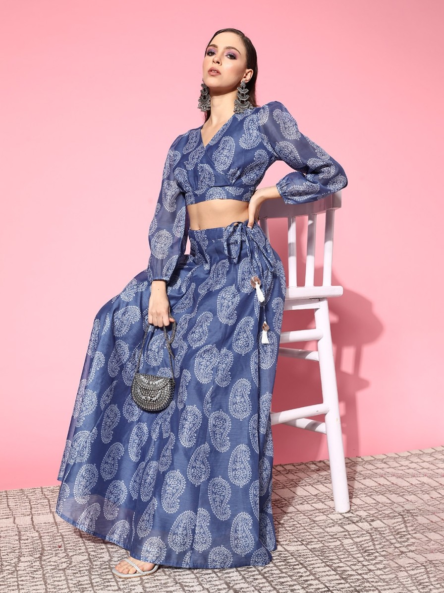 Women Shae by SASSAFRAS Lehenga Cholis | Buy Shae By Sassafras Blue Printed Ready To Wear Lehenga Choli - Apparel For Women