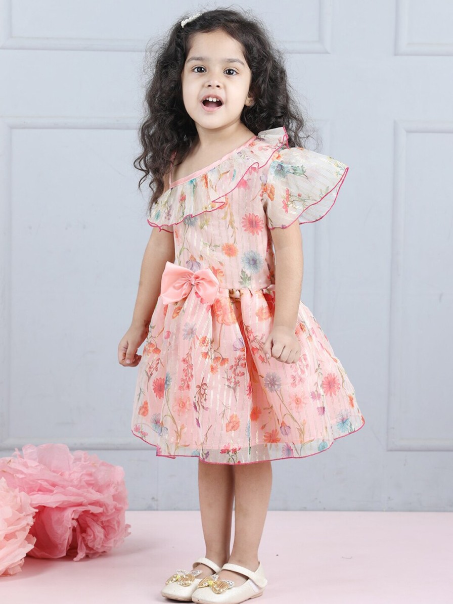 Kids Cutiekins Dresses | Buy Cutiekins Girls Floral Print Flutter Sleeve Organza Fit & Flare Dress - Apparel For Girls