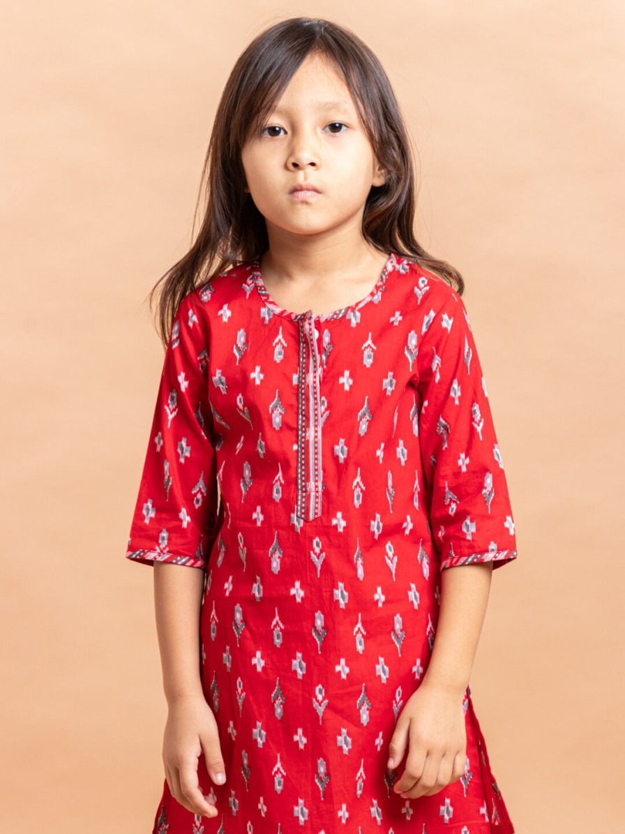 Kids Sangria Kurta Sets | Buy Sangria Girls Ethnic Motifs Printed Pure Cotton Kurta With Trouser - Apparel For Girls